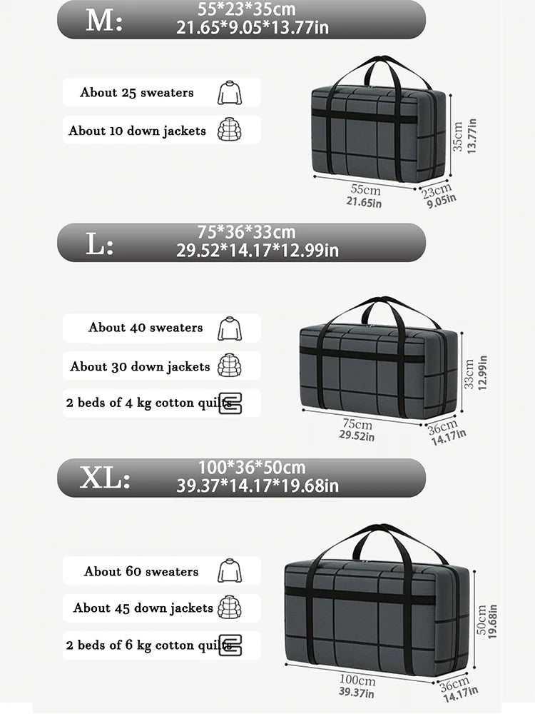 Large Capacity Storage Bag with Zipper