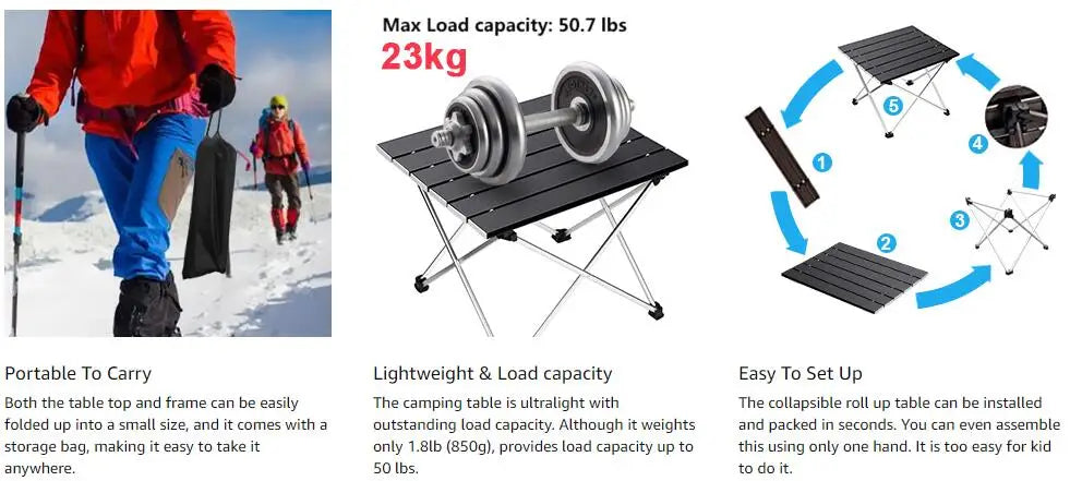 Ultralight Portable Folding Camping Table