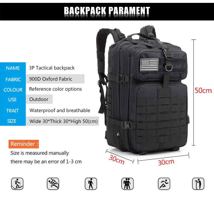 Tactical Backpack Men's Travel Waterproof