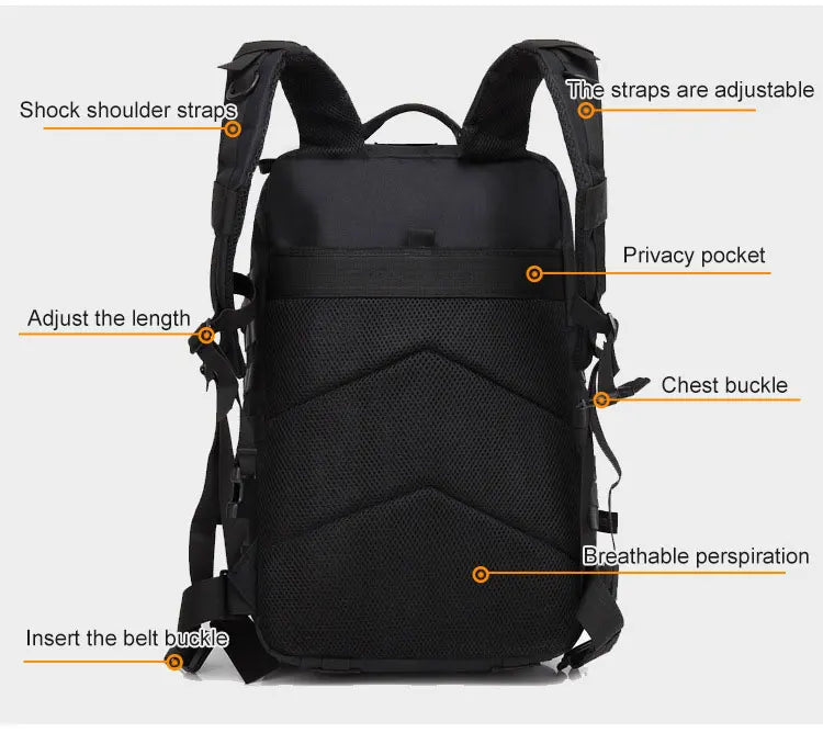 Tactical Backpack Men's Travel Waterproof