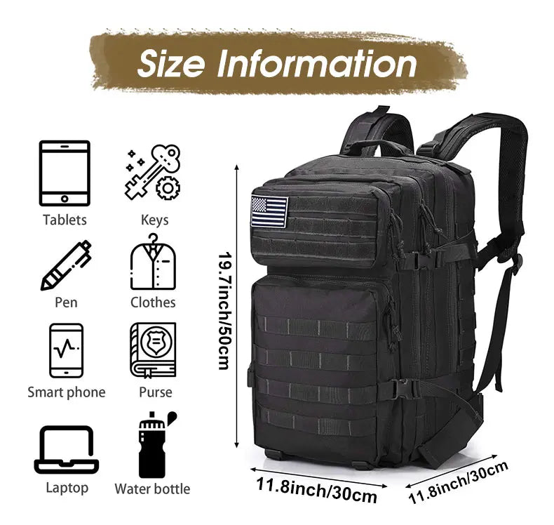 Tactical Backpack Men's Travel Waterproof