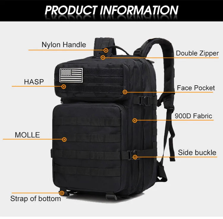 Tactical Backpack Men's Travel Waterproof