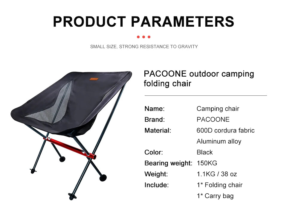 PACOONE Folding camping chair