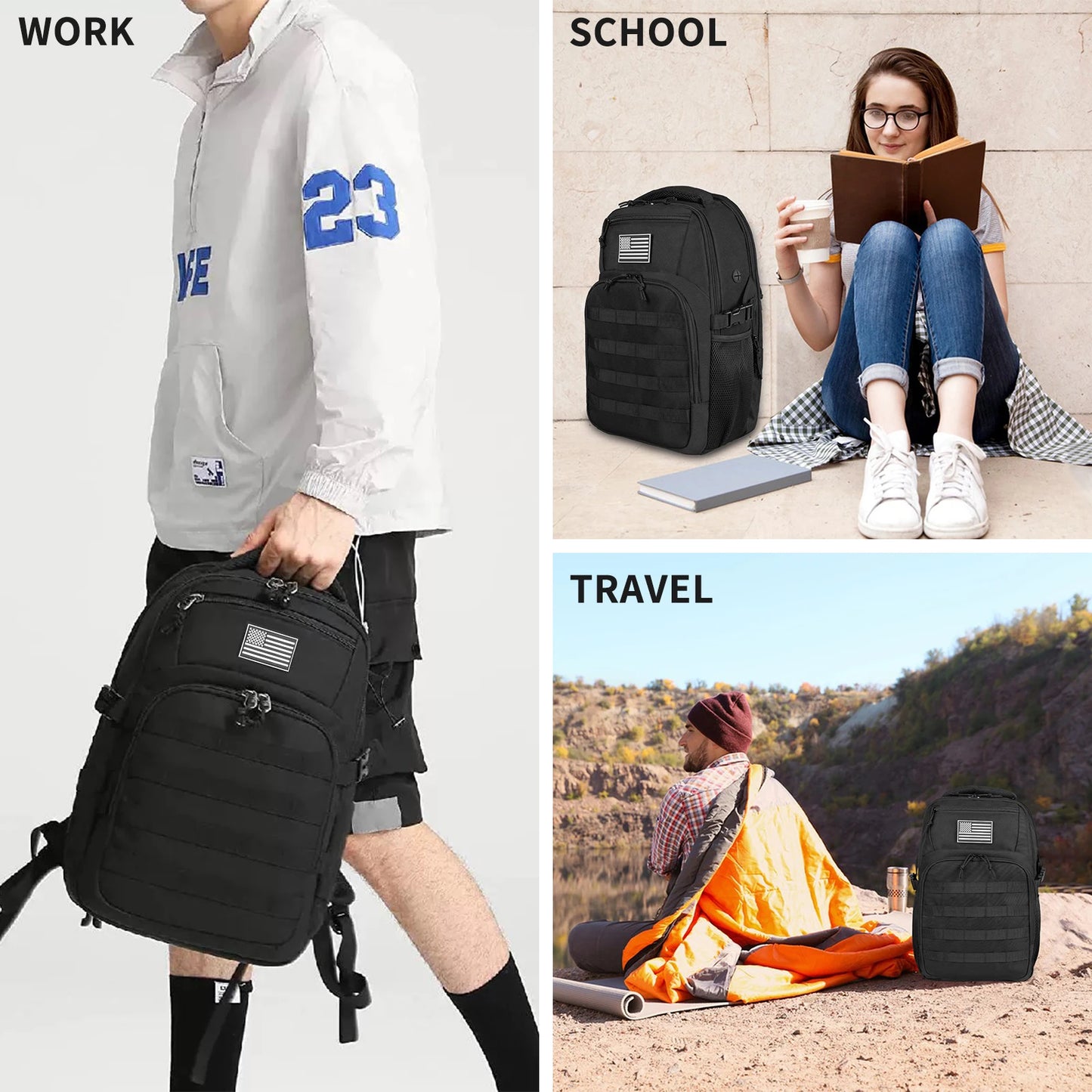 Tactical Backpack Men's Travel Waterproof