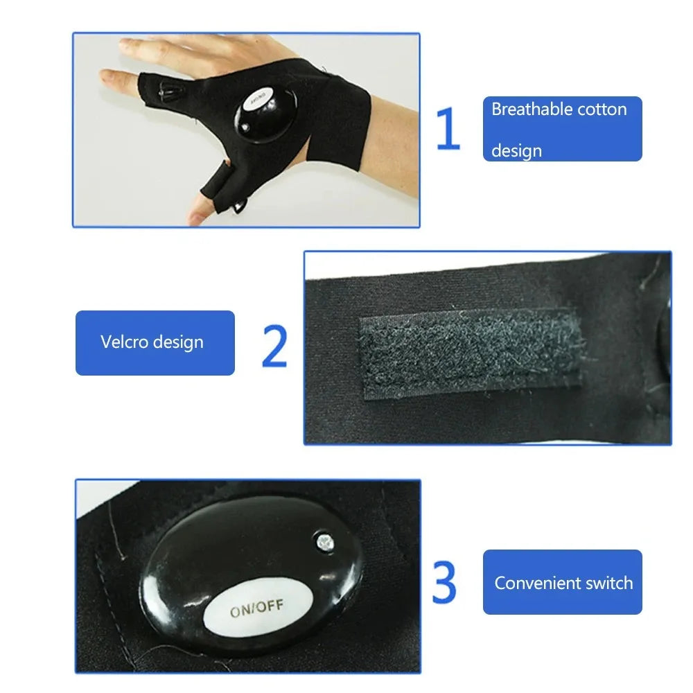 Flashlight Running &Waterproof Gloves