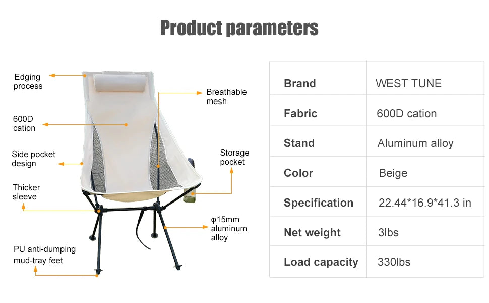 WEST TUNE Folding Camping Chair