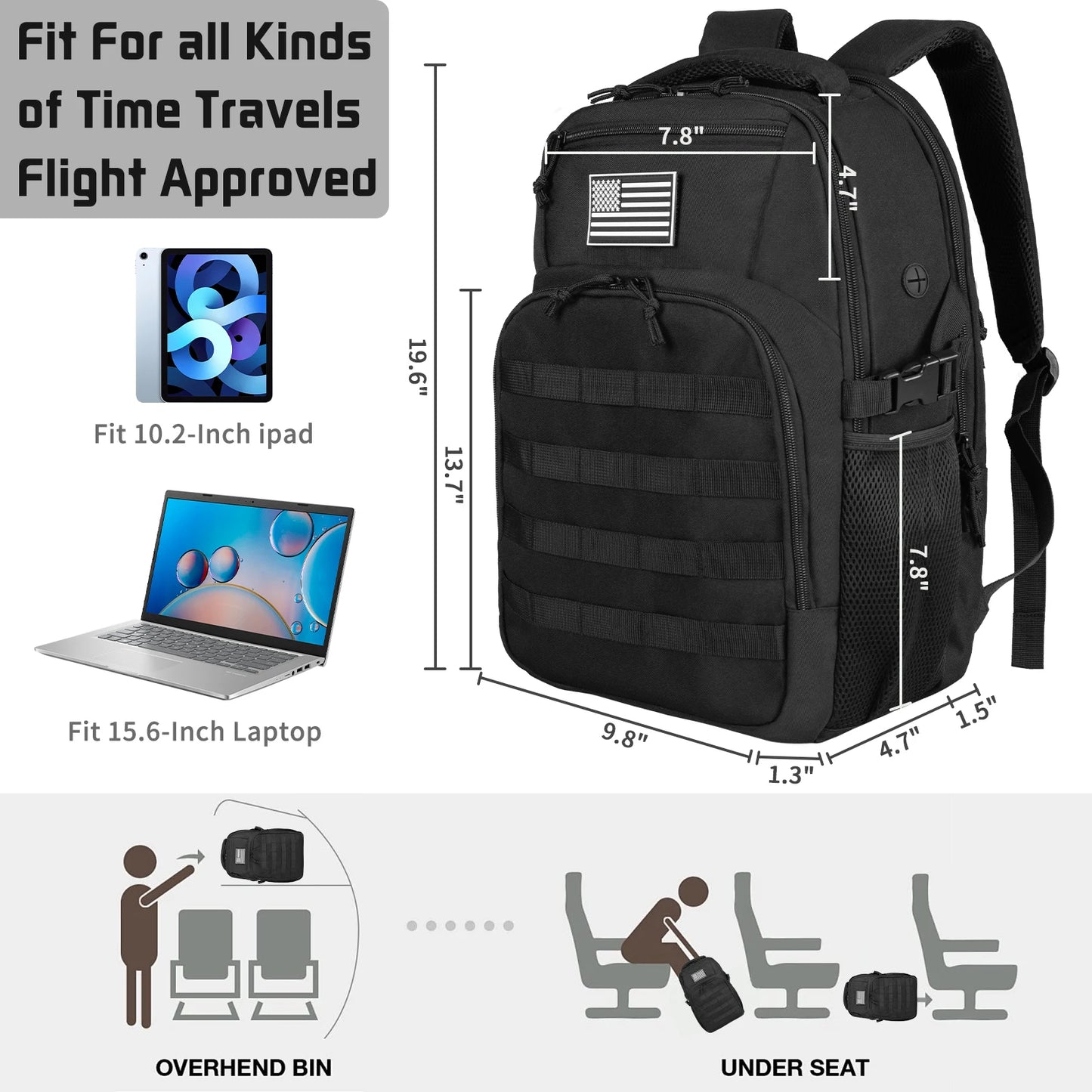 Tactical Backpack Men's Travel Waterproof