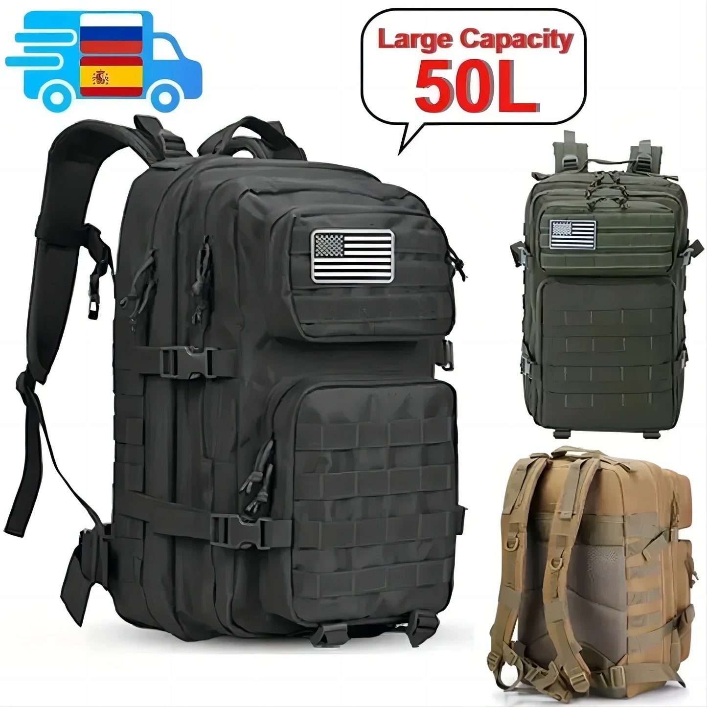 Tactical Backpack Men's Travel Waterproof