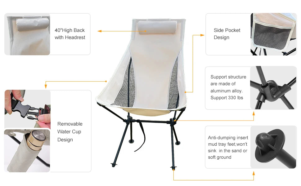 WEST TUNE Folding Camping Chair