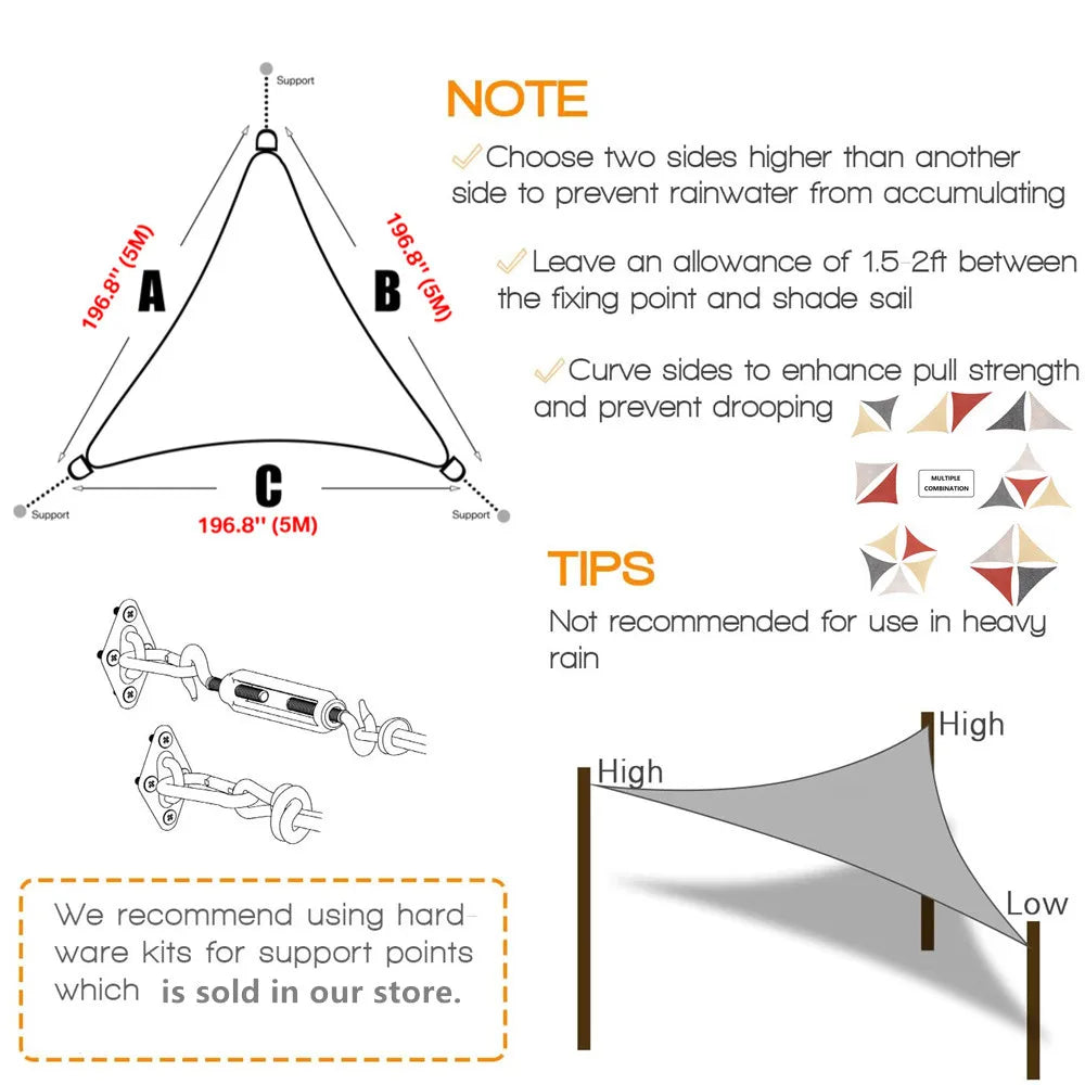Waterproof Sun Shelter Triangle